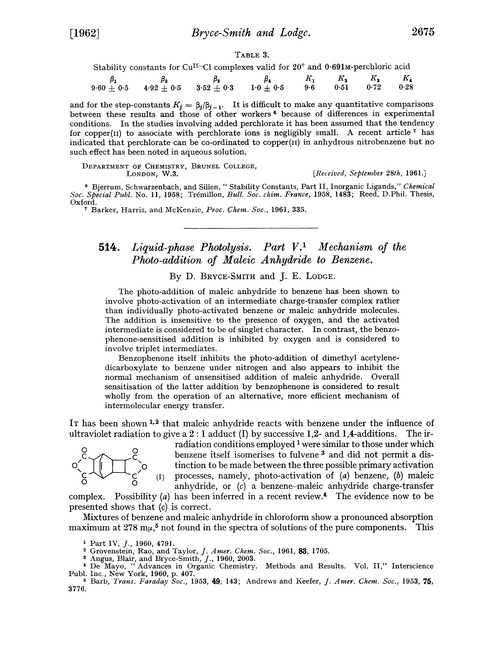 514. Liquid-phase photolysis. Part V. Mechanism of the photo-addition of maleic anhydride to benzene