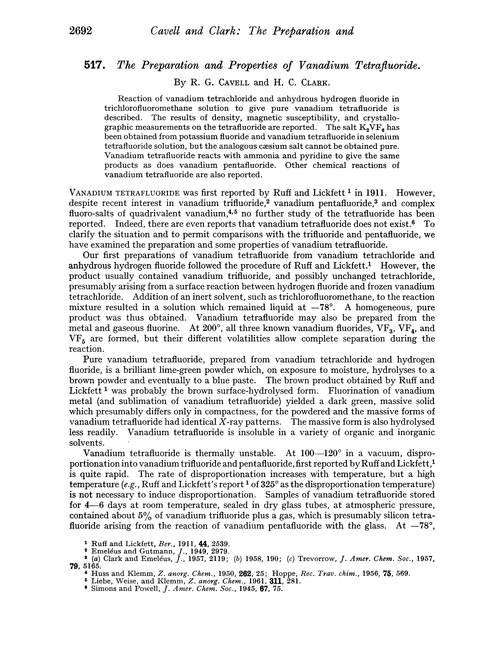 517. The preparation and properties of vanadium tetrafluoride