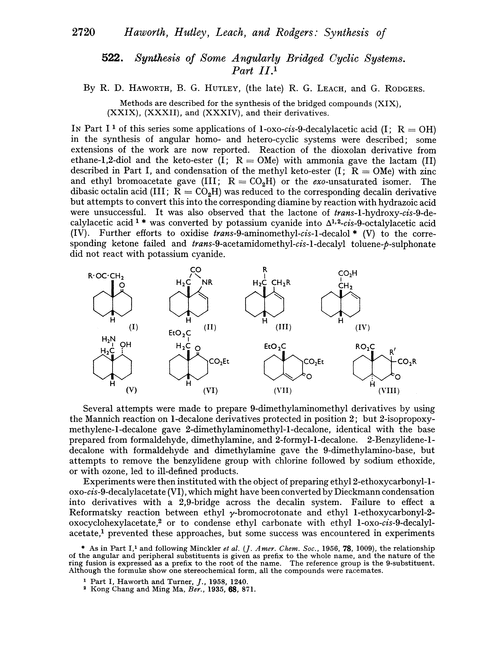 522. Synthesis of some angularly bridged cyclic systems. Part II