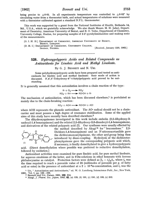 528. Hydroxypolyporic acids and related compounds as antioxidants for linoleic acid and methyl linoleate