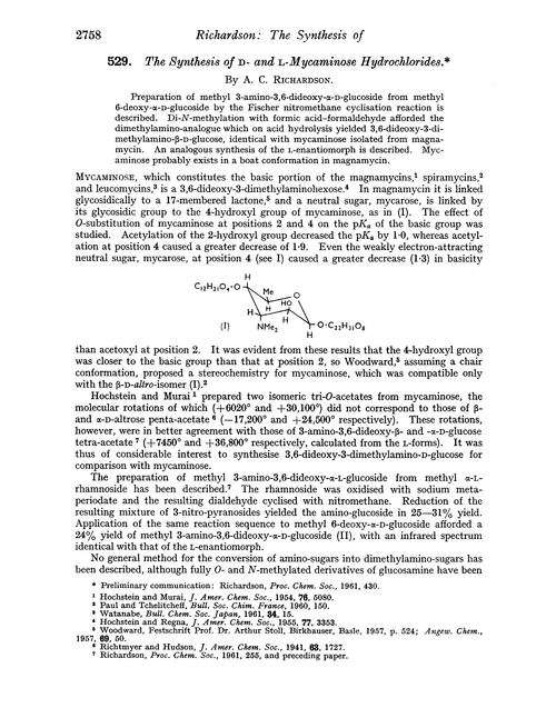 529. The synthesis of D- and L-mycaminose hydrochlorides