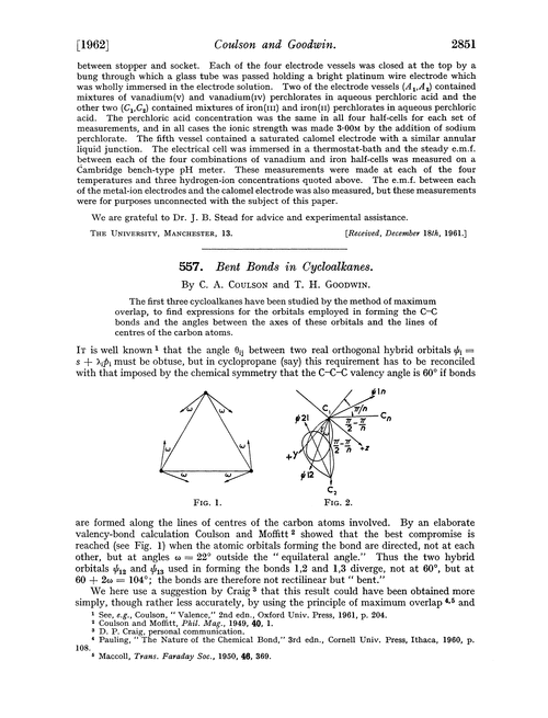 557. Bent bonds in cycloalkanes