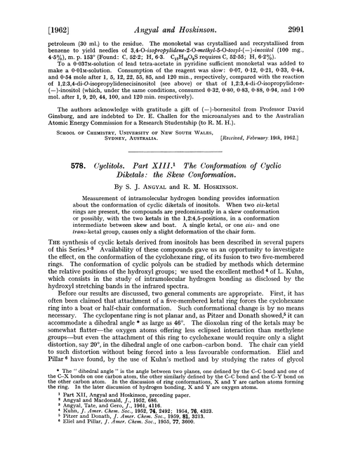 578. Cyclitols. Part XIII. The conformation of cyclic diketals: the skew conformation