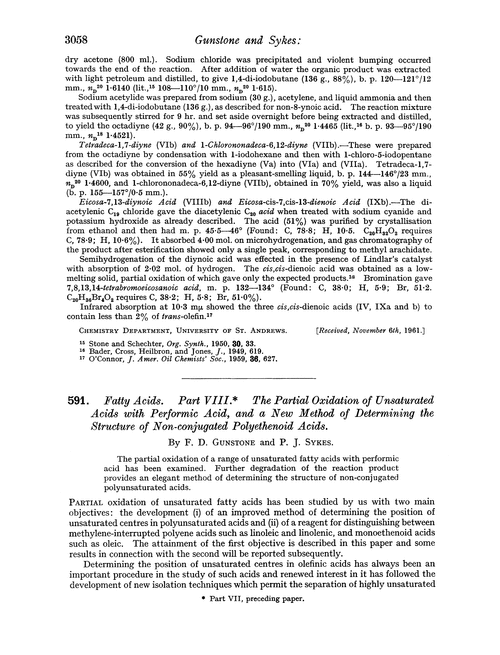591. Fatty acids. Part VIII. The partial oxidation of unsaturated acids with performic acid, and a new method of determining the structure of non-conjugated polyethenoid acids
