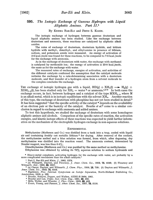 595. The isotopic exchange of gaseous hydrogen with liquid aliphatic amines. Part II