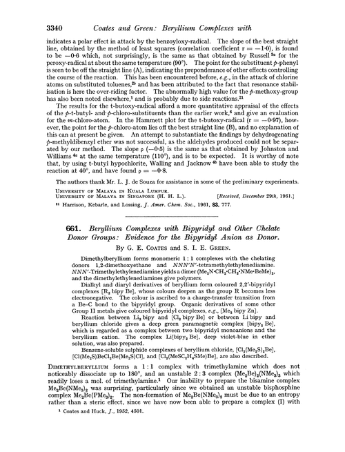 661. Beryllium complexes with bipyridyl and other chelate donor groups: evidence for the bipyridyl anion as donor