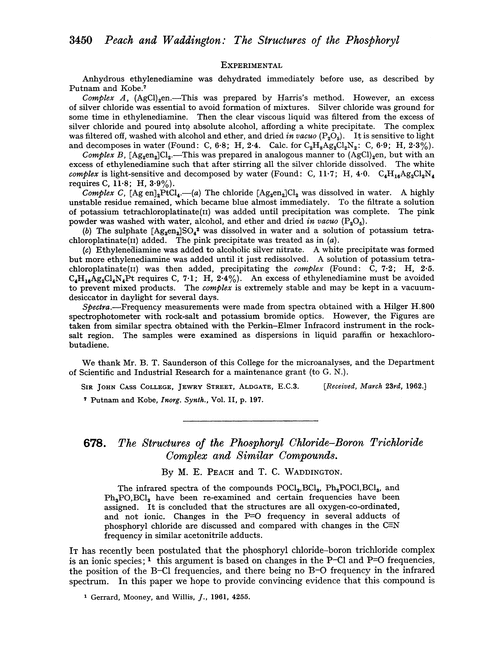 678. The structures of the phosphoryl chloride–boron trichloride complex and similar compounds