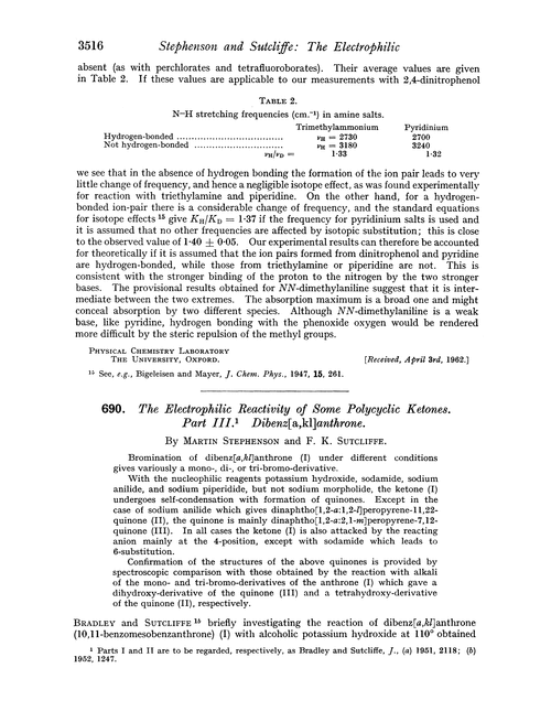 690. The electrophilic reactivity of some polycyclic ketones. Part III. Dibenz[a,kl]anthrone