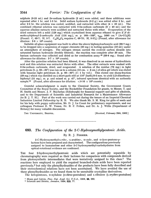 693. The configuration of the 2-C-hydroxymethylpentonic acids