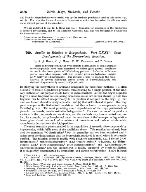 700. Studies in relation to biosynthesis. Part XXXI. Some developments of the bromopicrin reaction