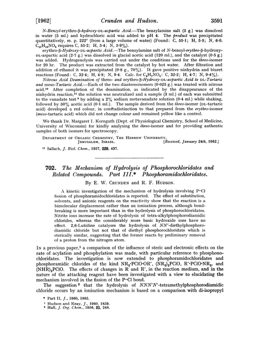 702. The mechanism of hydrolysis of phosphorochloridates and related compounds. Part III. Phosphoramidochloridates