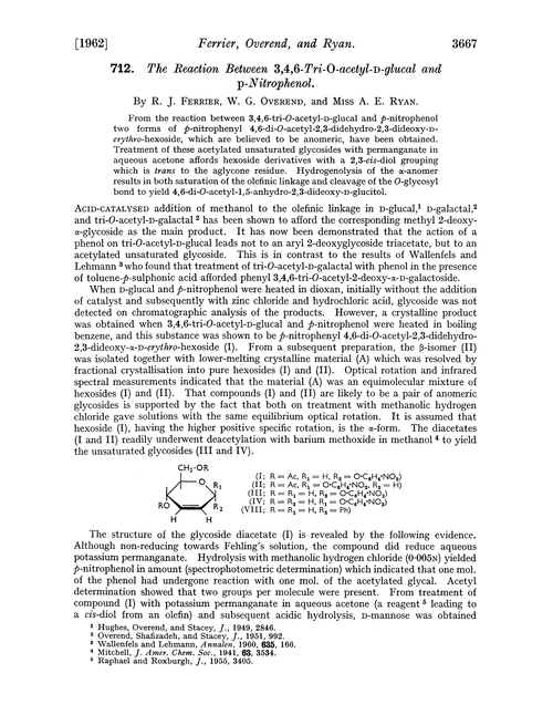 712. The reaction between 3,4,6-tri-O-acetyl-D-glucal and p-nitrophenol