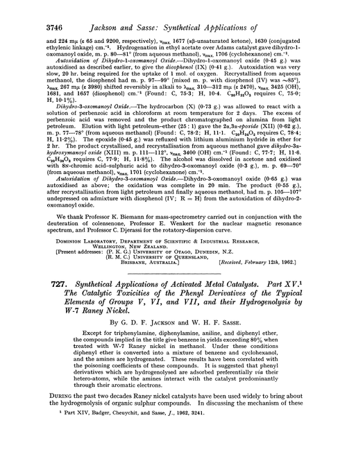 727. Synthetical applications of activated metal catalysts. Part XV. The catalytic toxicities of the phenyl derivatives of the typical elements of groups V, VI, and VII, and their hydrogenolysis by W-7 Raney nickel