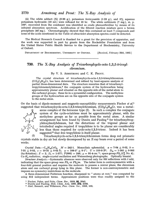 730. The X-ray analysis of tricarbonylcyclo-octa-1,3,5-trienyl-chromium