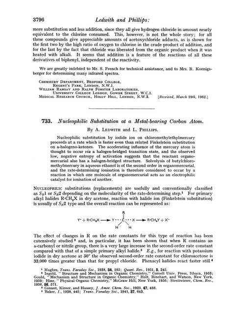 733. Nucleophilic substitution at a metal-bearing carbon atom