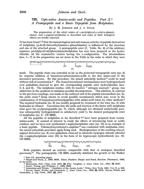 735. Cyto-active amino-acids and peptides. Part X. A pentapeptide and a basic dipeptide from melphalan