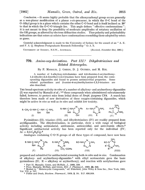 770. Amino-oxy-derivatives. Part III. Dihydrotriazines and related heterocycles