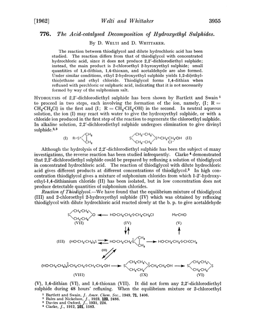 776. The acid-catalysed decomposition of hydroxyethyl sulphides