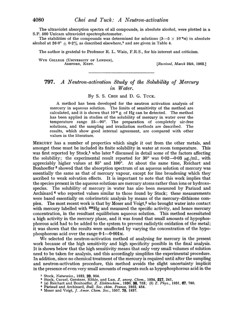 797. A neutron-activation study of the solubility of mercury in water