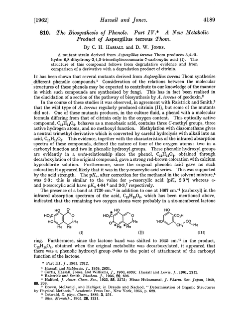 810. The biosynthesis of phenols. Part IV. A new metabolic product of Aspergillus terreus thom