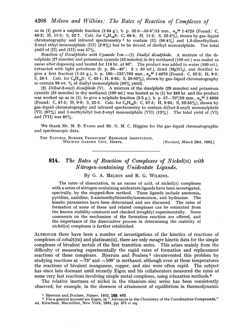 814. The rates of reaction of complexes of nickel(II) with nitrogen-containing unidentate ligands