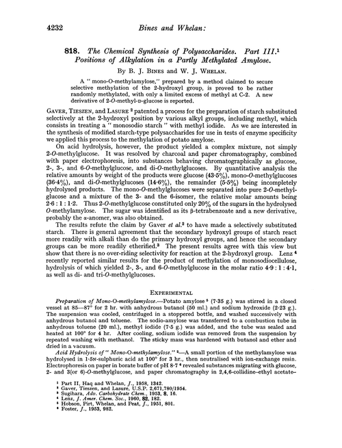 818. The chemical synthesis of polysaccharides. Part III. Positions of alkylation in a partly methylated amylose