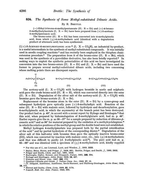 834. The synthesis of some methyl-substituted dibasic acids