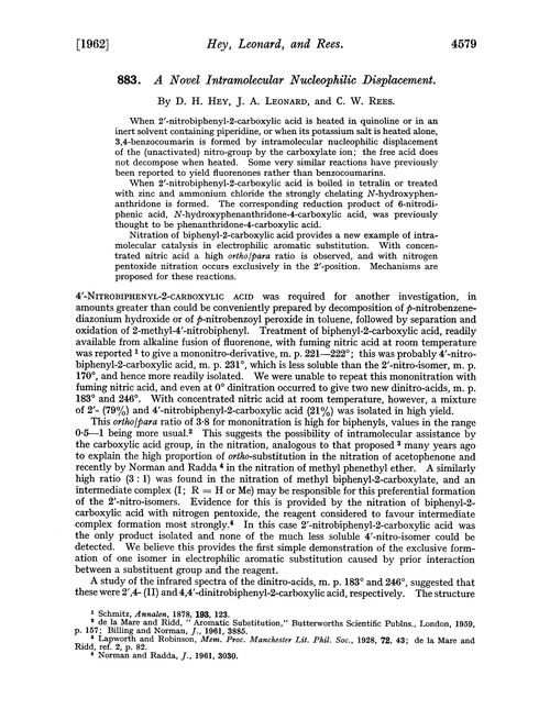 883. A novel intramolecular nucleophilic displacement