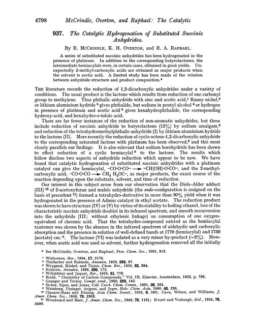 937. The catalytic hydrogenation of substituted succinic anhydrides