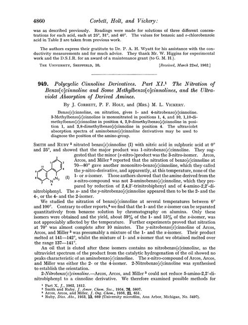 949. Polycyclic cinnoline derivatives. Part XI. The nitration of benzo[c]cinnoline and some methylbenzo[c]cinnolines, and the ultraviolet absorption of derived amines