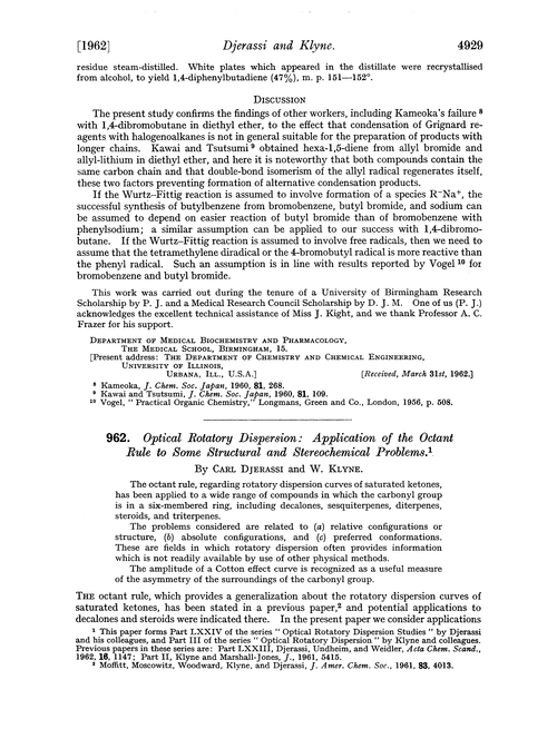 962. Optical rotatory dispersion: application of the octant rule to some structural and stereochemical problems