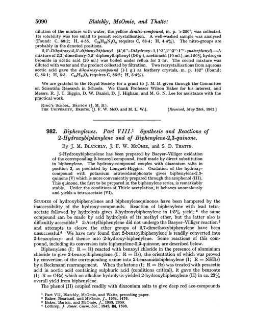 982. Biphenylenes. Part VIII. Synthesis and reactions of 2-hydroxybiphenylene and of biphenylene-2,3-quinone