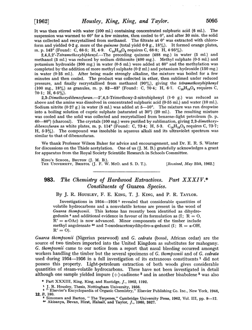 983. The chemistry of hardwood extractives. Part XXXIV. Constituents of Guarea species