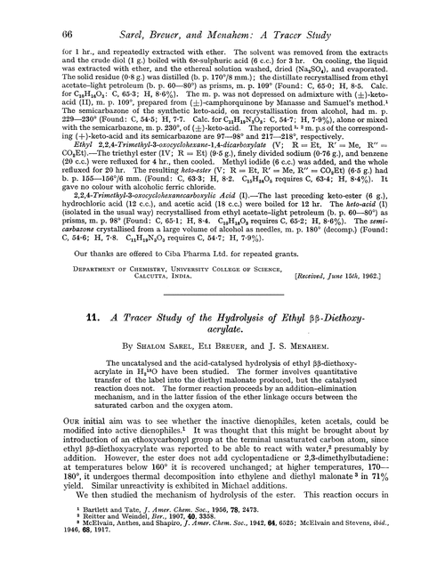 11. A tracer study of the hydrolysis of ethyl ββ-diethoxyacrylate