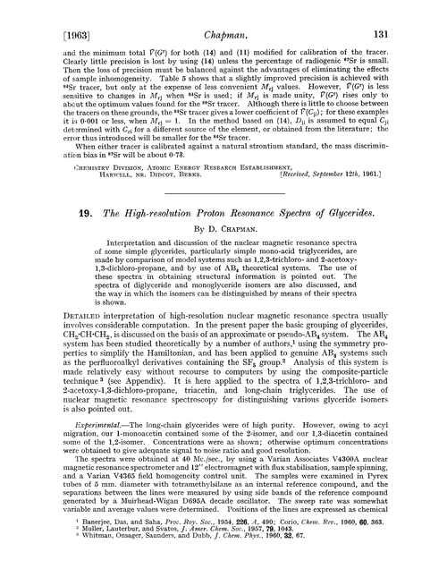 19. The high-resolution proton resonance spectra of glycerides