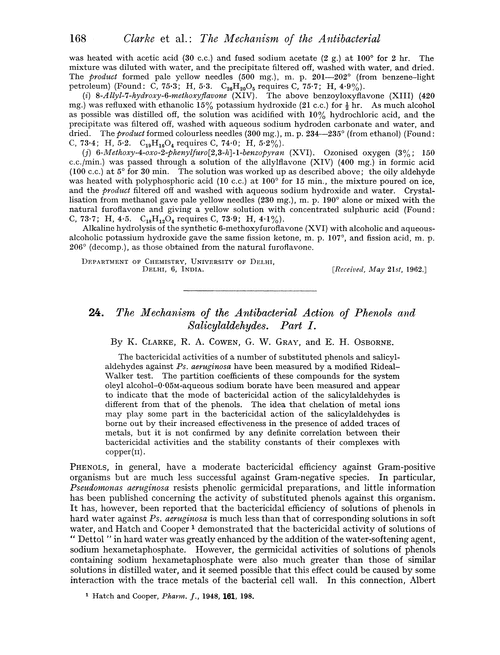 24. The mechanism of the antibacterial action of phenols and salicylaldehydes. Part I