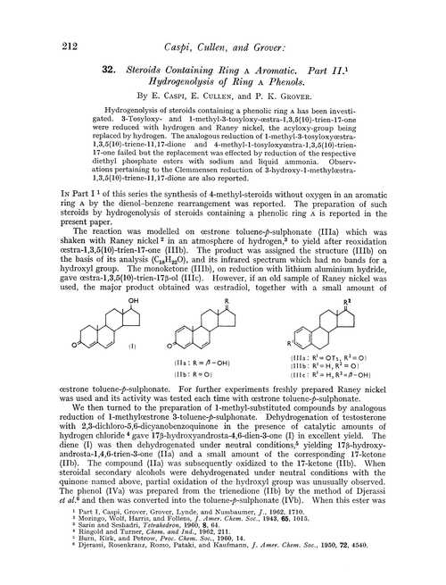 32. Steroids containing ring A aromatic. Part II. Hydrogenolysis of ring A phenols