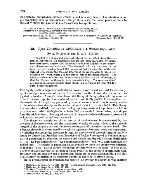 42. Spin densities in substituted 1,4-benzosemiquinones