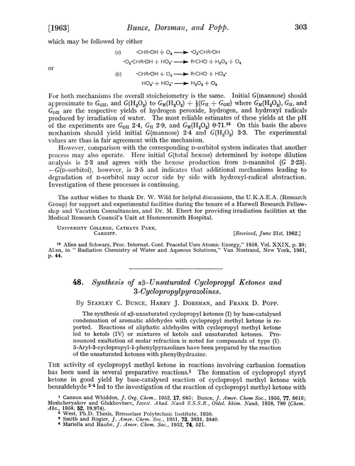 48. Synthesis of αβ-unsaturated cyclopropyl ketones and 3-cyclopropylpyrazolines