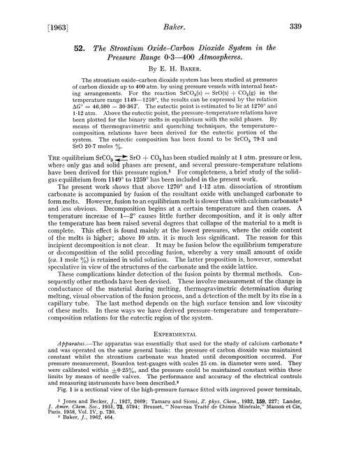 52. The strontium oxide–carbon dioxide system in the pressure range 0.3—400 atmospheres