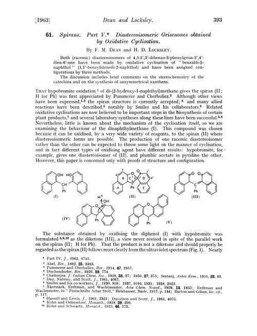 61. Spirans. Part V. Diastereoisomeric grisenones obtained by oxidative cyclisation