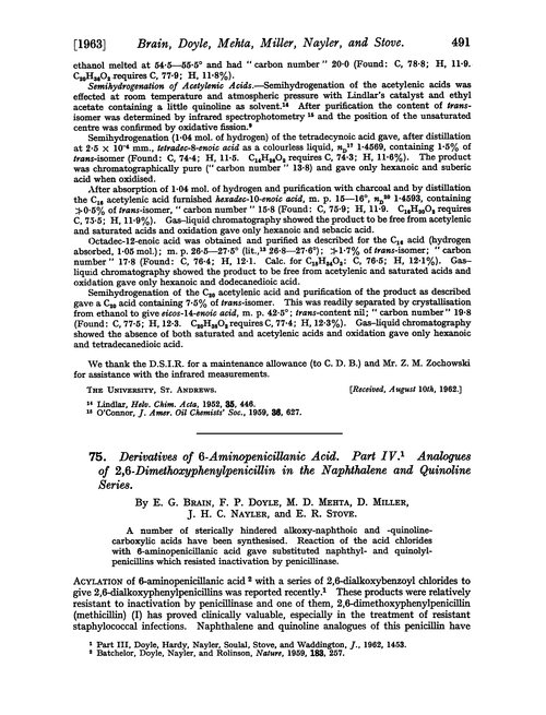 75. Derivatives of 6-aminopenicillanic acid. Part IV. Analogues of 2,6-dimethoxyphenylpenicillin in the naphthalene and quinoline series