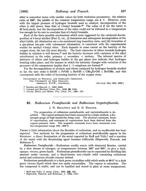81. Ruthenium pentafluoride and ruthenium oxytetrafluoride