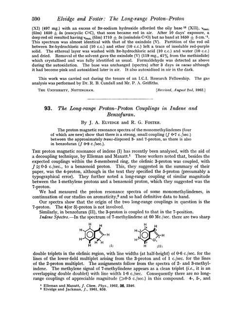 93. The long-range proton–proton couplings in indene and benzofuran