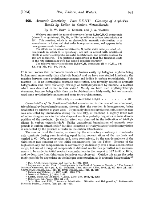 108. Aromatic reactivity. Part XXIII. Cleavage of aryl–tin bonds by iodine in carbon tetrachloride