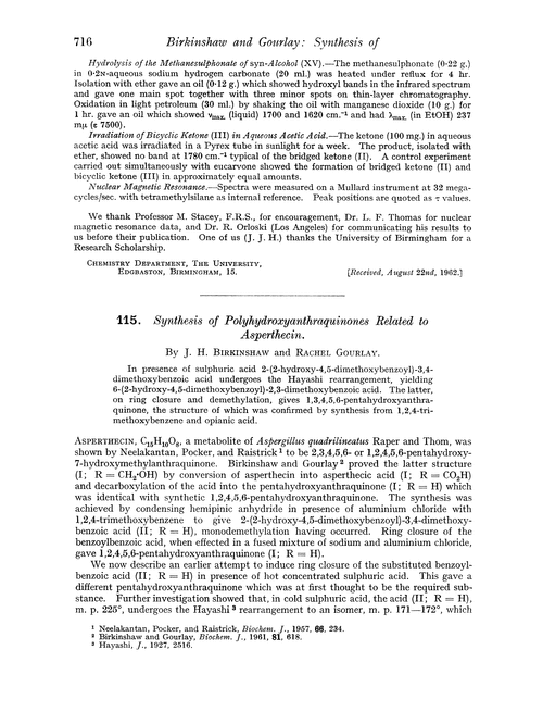 115. Synthesis of polyhydroxyanthraquinones related to asperthecin