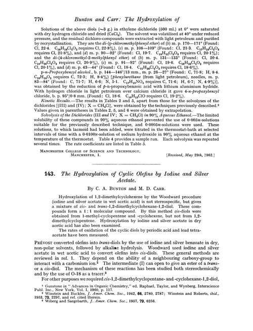 143. The hydroxylation of cyclic olefins by iodine and silver acetate