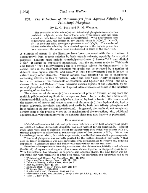 205. The extraction of chromium(VI) from aqueous solution by tri-n-butyl phosphate