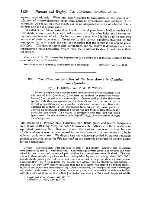 206. The electronic structure of the iron atoms in complex iron cyanides