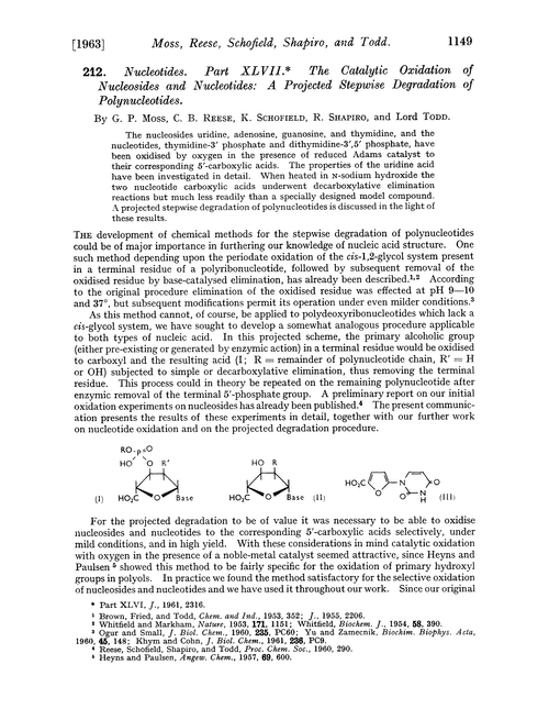 212. Nucleotides. Part XLVII. The catalytic oxidation of nucleosides and nucleotides: a projected stepwise degradation of polynucleotides